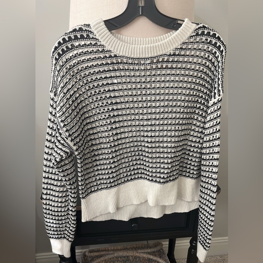 Black and White Striped Women's Sweater